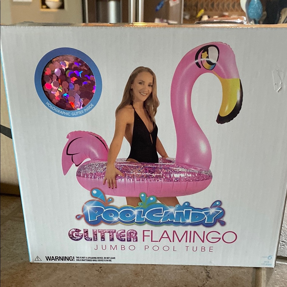 Pink Glitter Flamingo Jumbo Pool Tube